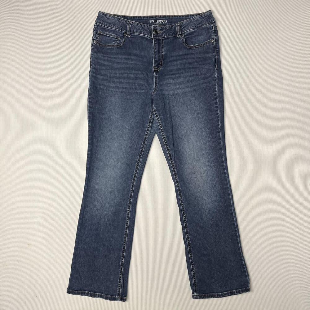 Maurices Jeans Womens 14 Short Blue Medium Wash Mid Rise Bootcut Stretch Denim
